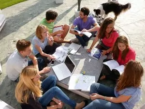 IB students studying together